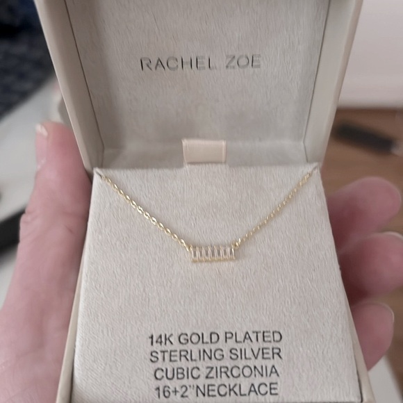 Rachel Zoe 14KT 925 Sterling CZ Gold plated Necklace. New - Picture 3 of 7